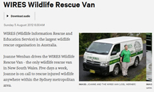 野生動物の救急車を取り上げたオーストラリア国営放送